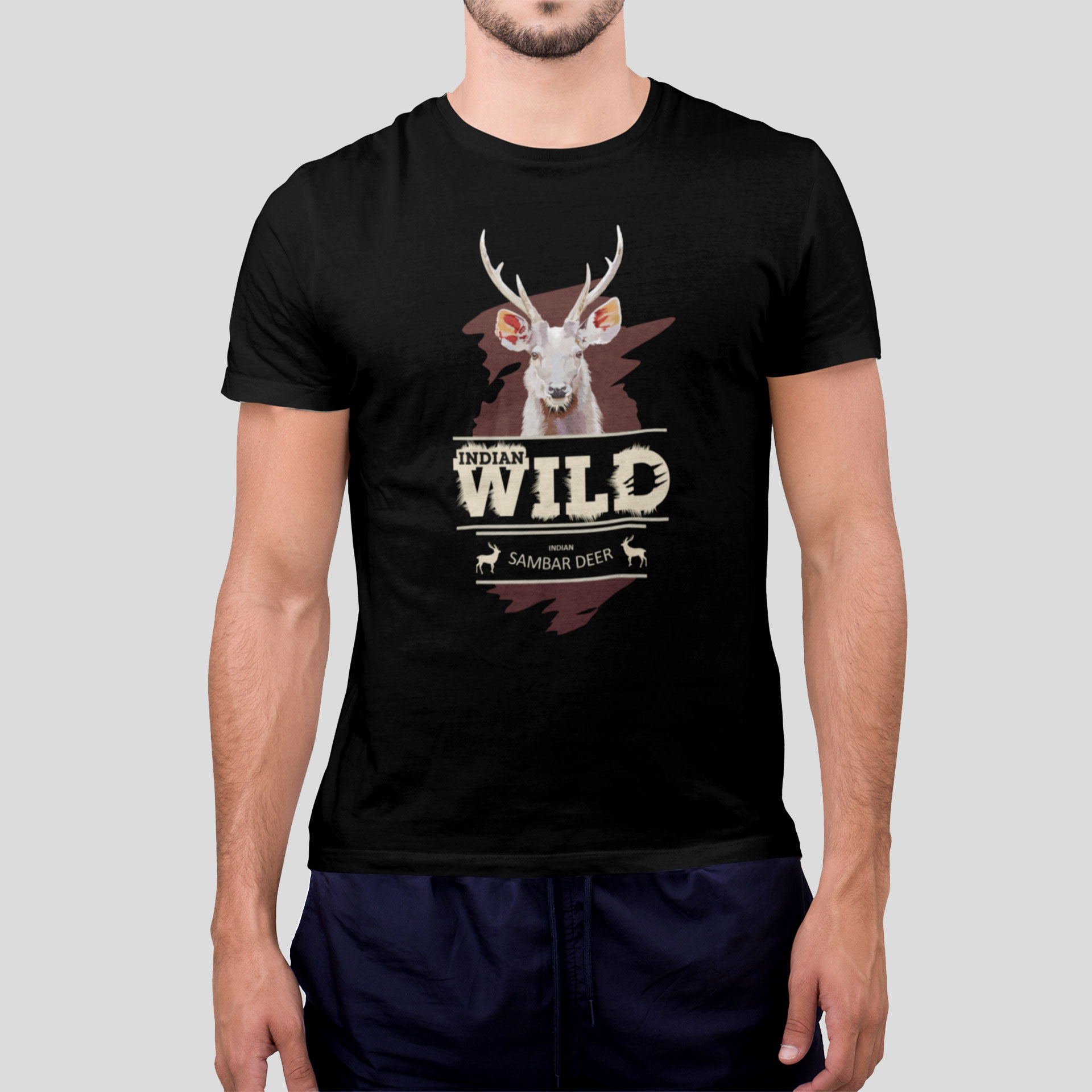 Indian Sambar deer Black Tshrt