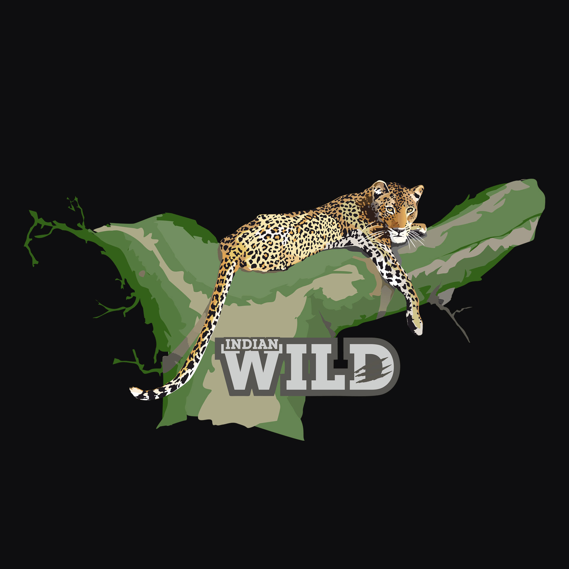 Jungle I leopard on tree black t-shirt