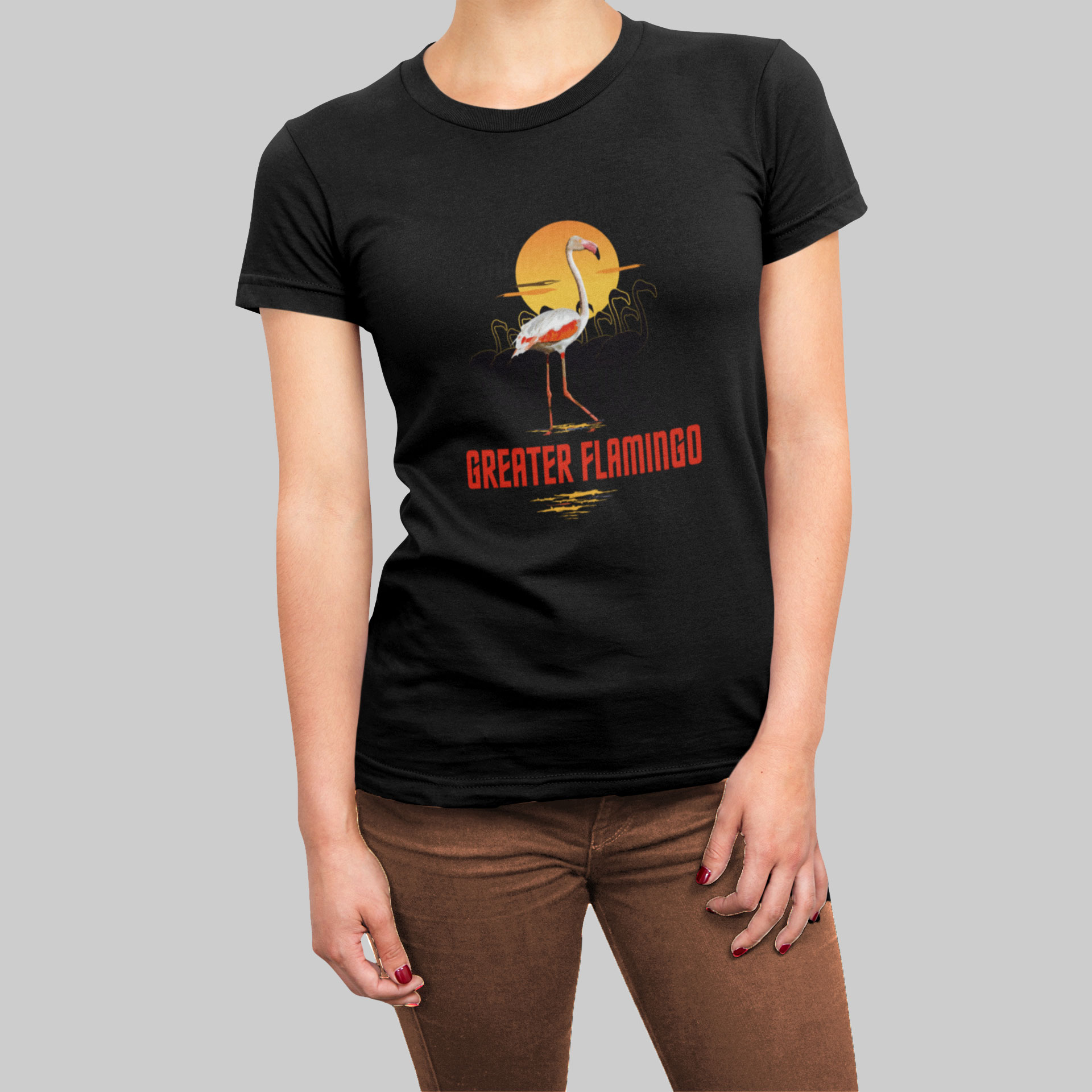 Jungle I Flamingo black t-shirt