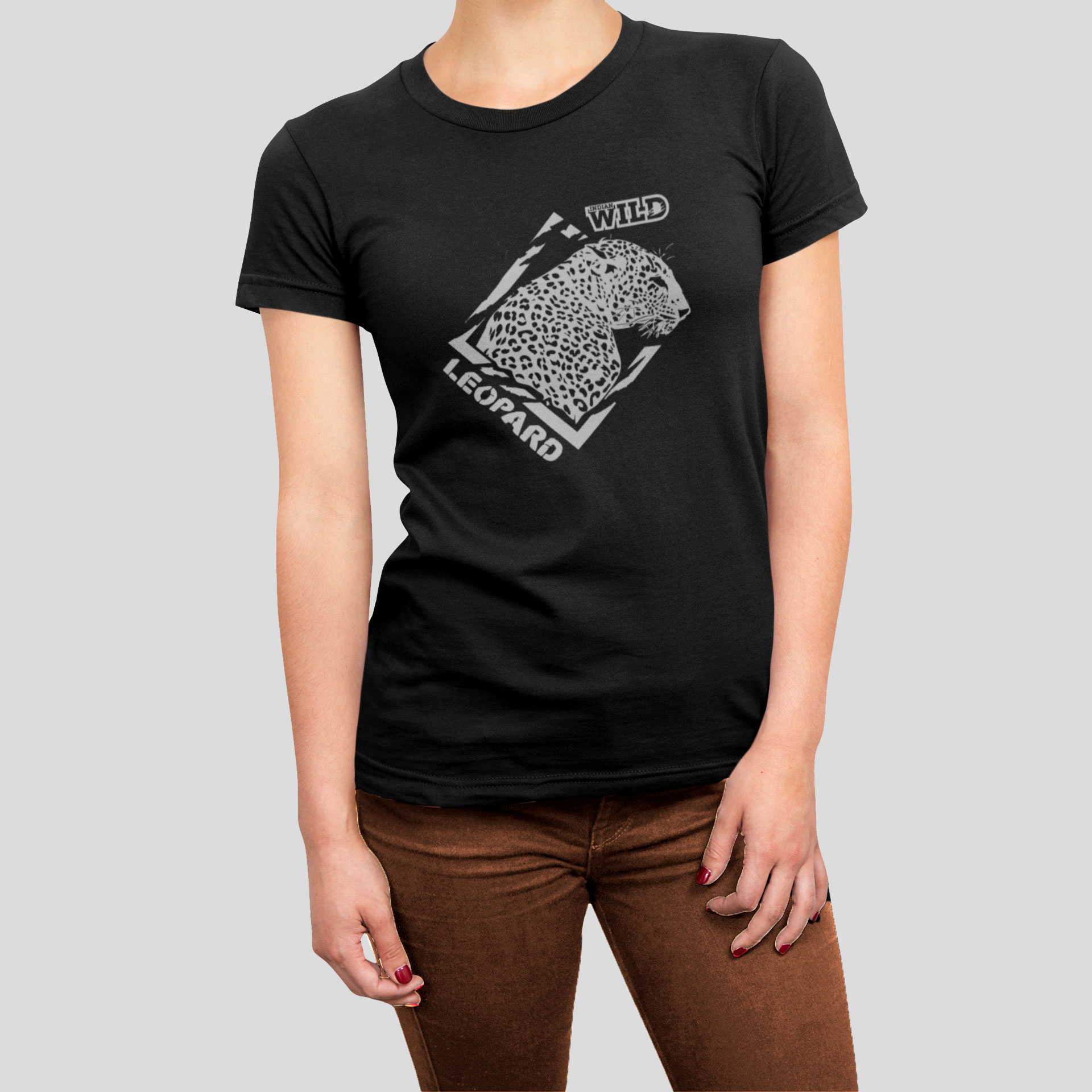 Jungle I leopard Indian wild black t-shirt