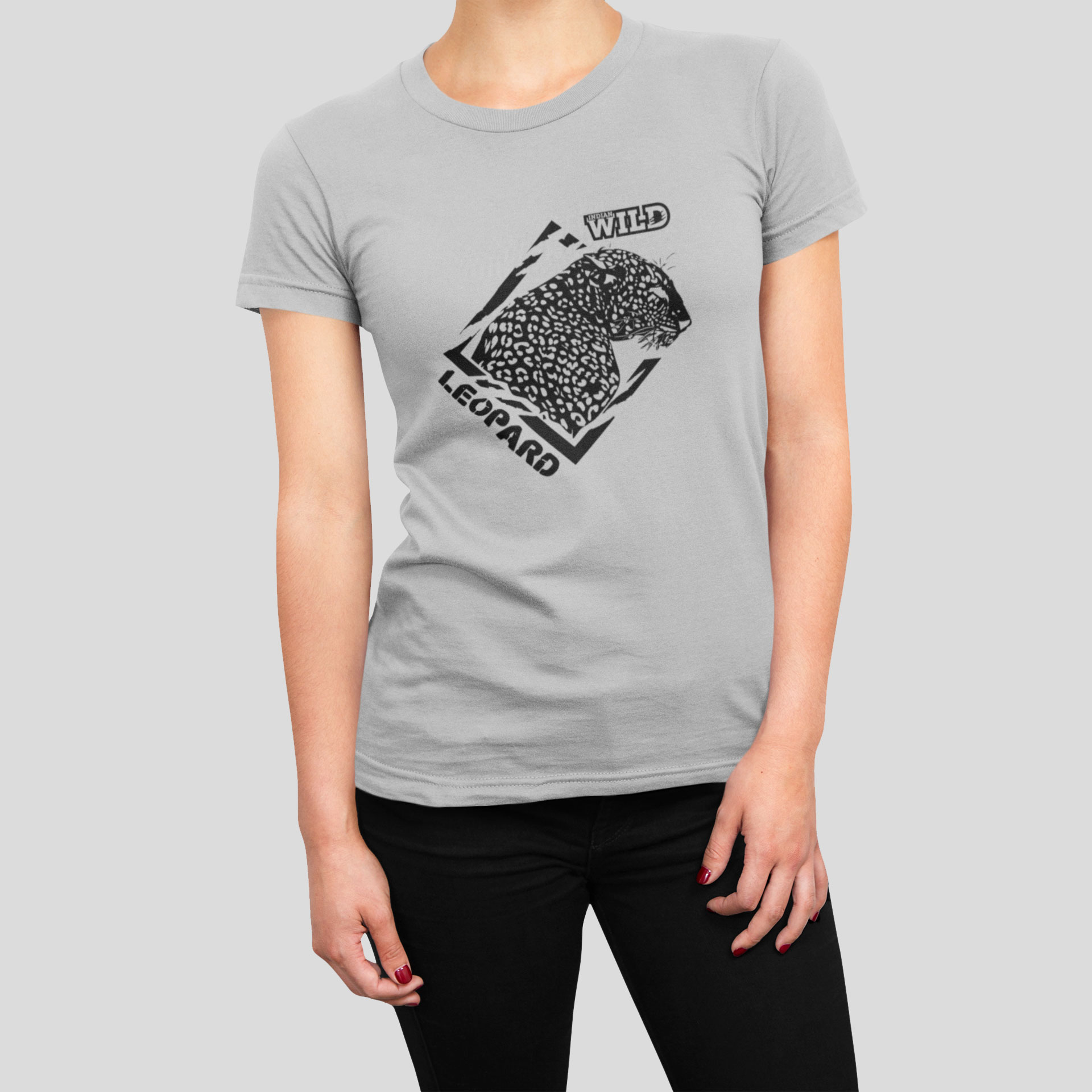 Jungle I leopard Indian wild grey t-shirt