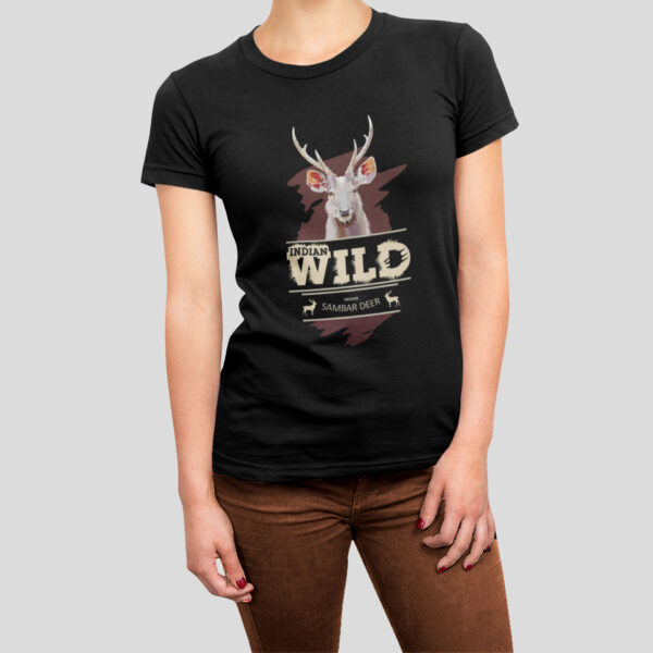 Jungle I sambar deer black t-shirt