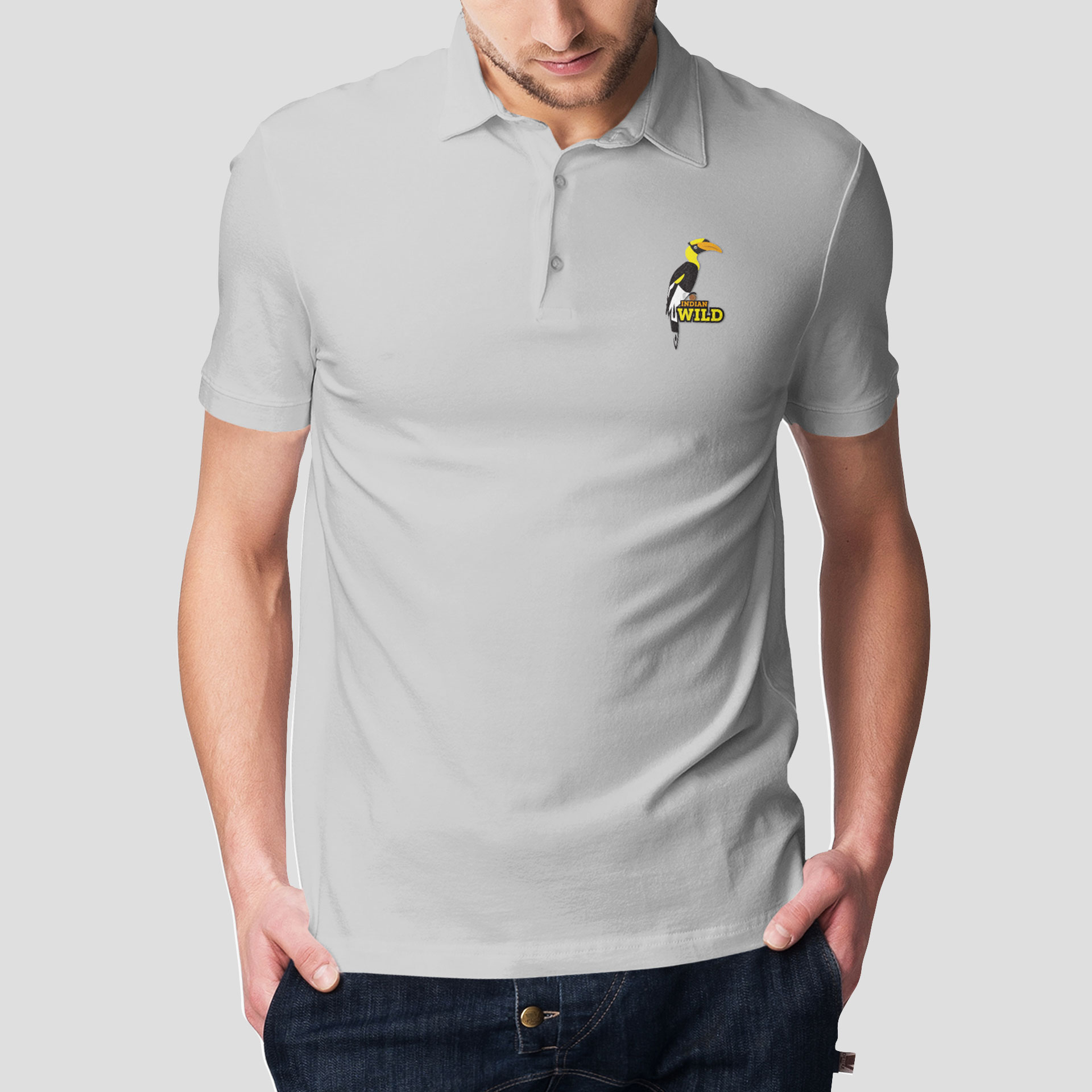 Hornbill Men's Grey Polo T-shirt