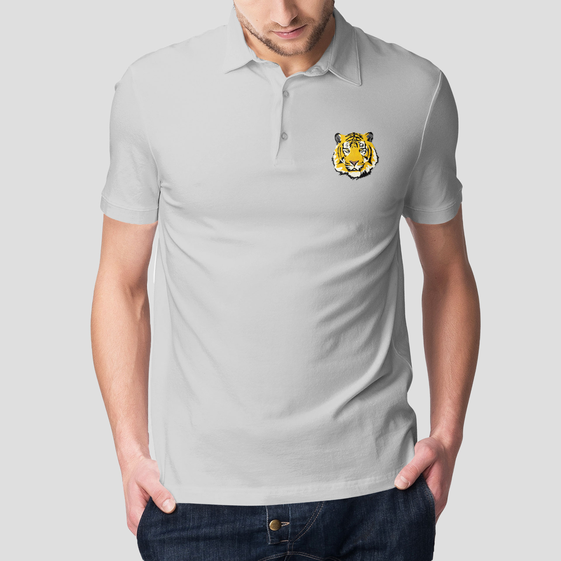Grey Polo Tiger Men T-shirt